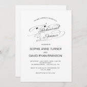 シックな白黒の書道リハーサルディナー 招待状 (正面/裏面)