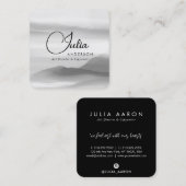 シックな白黒の水色抽象芸術スクリプト スクエア名刺 (正面/裏面)