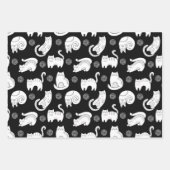 シックな白黒の猫ミニマルモダン主義ネコ ラッピングペーパーシート (正面3)