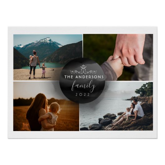 シックな白黒の装飾品4枚 ポスター (正面)