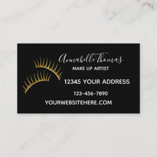 シックな白黒の金ゴールドのまつげ 名刺