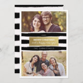 シックな白黒の金ゴールドの写真の休日カード シーズンカード (正面/裏面)