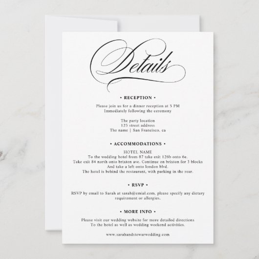 シックな白黒を一つの書道結婚にまとめ 招待状 (裏面)