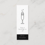 シックな白黒イベントロゴフリー飲み物券 スキニー名刺 (正面)
