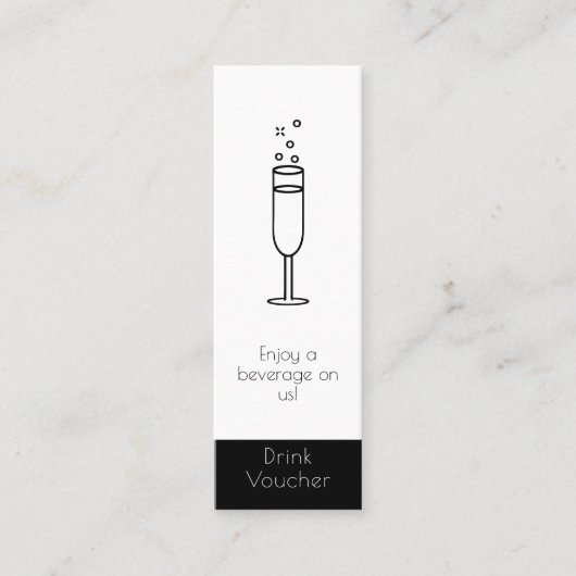 シックな白黒イベントロゴフリー飲み物券 スキニー名刺 (正面)