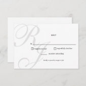 シックな白黒ウェディングRSVPカード 出欠カード (正面/裏面)