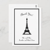 シックな白黒エッフェルタワーありがとう ポストカード (正面/裏面)