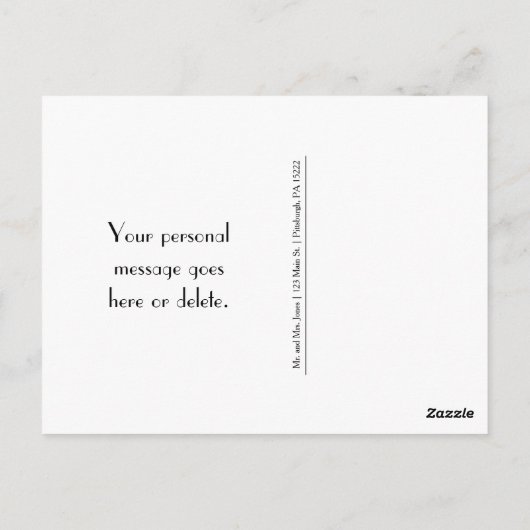 シックな白黒エッフェルタワーありがとう ポストカード (裏面)