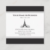 シックな白黒エッフェルタワーパリフランス スクエア名刺 (裏面)