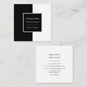 シックな白黒カラーブロック スクエア名刺 (正面/裏面)