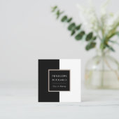 シックな白黒カラーブロック スクエア名刺 (スタンド正面)