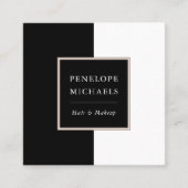シックな白黒カラーブロック スクエア名刺 (正面)