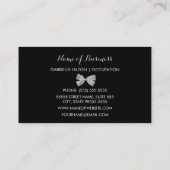 シックな白黒キリンプリントシルバーグレーボウ 名刺 (裏面)