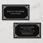 シックな白黒ギリシャ鍵 名刺 (正面/裏面)