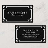 シックな白黒ギリシャ鍵 名刺 (正面/裏面)