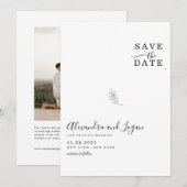 シックな白黒シグネチャースクリプトQRコード セーブザデート (正面/裏面)