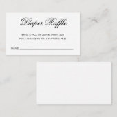 シックな白黒スクリプトオムツラッフルチケット エンクロージャーカード (正面/裏面)