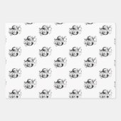 シックな白黒スクリプ動揺してトモノグラム ラッピングペーパーシート (正面3)