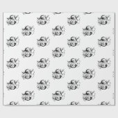 シックな白黒スクリプ動揺してトモノグラム ラッピングペーパー (フラット)