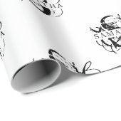 シックな白黒スクリプ動揺してトモノグラム ラッピングペーパー (ロールコーナー)