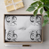 シックな白黒スクリプ動揺してトモノグラム 薄葉紙 (ギフト)