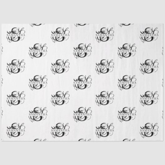 シックな白黒スクリプ動揺してトモノグラム 薄葉紙 (正面)