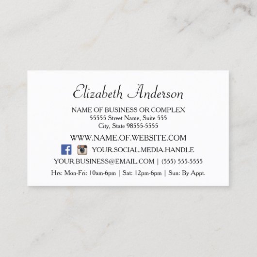 シックな白黒ストライプのピンクフェイクグリッツ 名刺 (裏面)