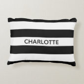 シックな白黒ストライプ名前をカスタムするモノグラム アクセントクッション (裏面)