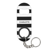 シックな白黒ストライプ名前をカスタムするモノグラム キーホルダー栓抜き (裏面)