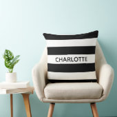 シックな白黒ストライプ名前をカスタムするモノグラム クッション (椅子)