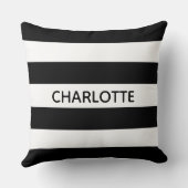 シックな白黒ストライプ名前をカスタムするモノグラム クッション (裏面)
