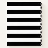 シックな白黒ストライプ名前をカスタムするモノグラム ノートブック (裏面)