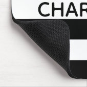 シックな白黒ストライプ名前をカスタムするモノグラム マウスパッド (コーナー)