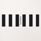 シックな白黒ストライプ名前をカスタムするモノグラム ヨガマット (裏面(横))