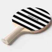 シックな白黒ストライプ名前をカスタムするモノグラム 卓球ラケット (正面アングル)