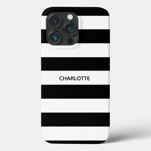 シックな白黒ストライプ名前をカスタムするモノグラム Case-Mate iPhoneケース (裏面)