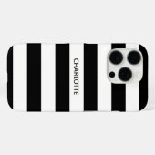 シックな白黒ストライプ名前をカスタムするモノグラム Case-Mate iPhoneケース (裏面 (横))