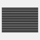 シックな白黒ストライプ格子模様の贈り物 ラッピングペーパーシート (正面3)