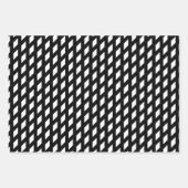 シックな白黒ストライプ格子模様の贈り物 ラッピングペーパーシート (正面)