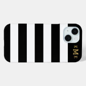 シックな白黒ストライプ金ゴールドモノグラム Case-Mate iPhoneケース (裏面 (横))