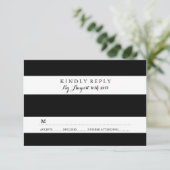 シックな白黒ストライプRSVPカード 出欠カード (スタンド正面)