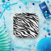 シックな白黒ゼブラプリントサファリ誕生日パーティー ペーパープレート (パーティー)