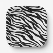 シックな白黒ゼブラプリントサファリ誕生日パーティー ペーパープレート (正面)