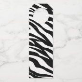 シックな白黒ゼブラプリントサファリ誕生日パーティー ボトルネックタグ (正面)