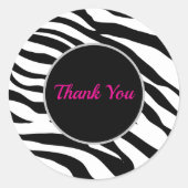 シックな白黒ゼブラプリントサファリ誕生日パーティー ラウンドシール (正面)