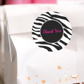シックな白黒ゼブラプリントサファリ誕生日パーティー ラウンドシール
