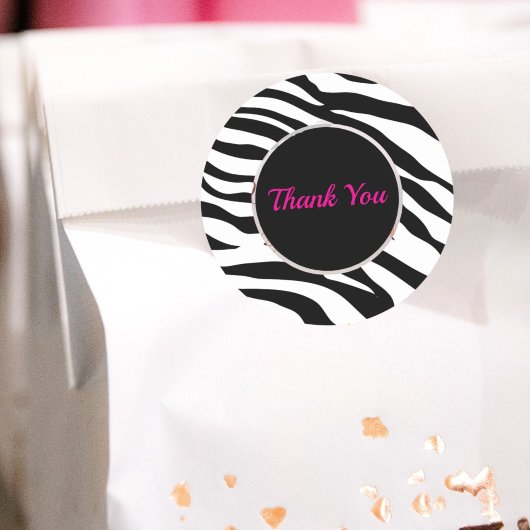 シックな白黒ゼブラプリントサファリ誕生日パーティー ラウンドシール
