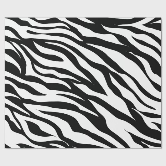 シックな白黒ゼブラプリントサファリ誕生日パーティー ラッピングペーパー (フラット)