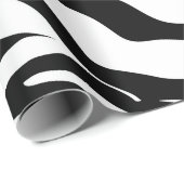 シックな白黒ゼブラプリントサファリ誕生日パーティー ラッピングペーパー (ロールコーナー)