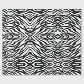 シックな白黒ゼブラプリントサファリ誕生日パーティー ラッピングペーパー (フラット)